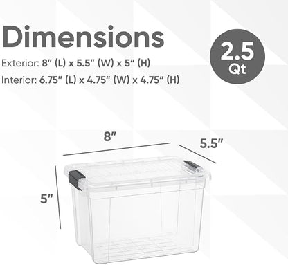 Superio Storage Bins with Lids- 6 Pack, 2.5 Qt Clear Boxes - Image 3