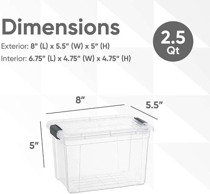 Superio Storage Bins with Lids- 8 Pack, 2.5 Qt Clear Boxes - Image 3