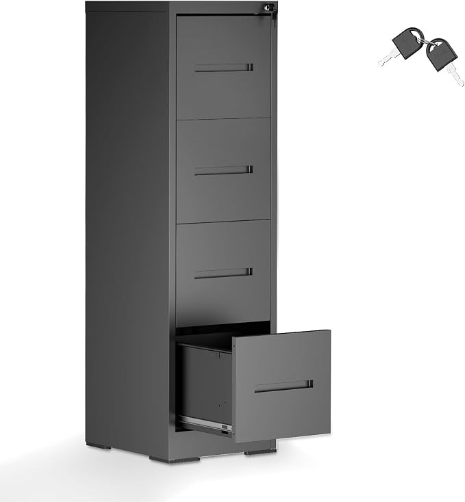 JOMEED 4-Drawer File Cabinet, Legal/Letter Size Storage, Full-Extension Drawers by JOMEED