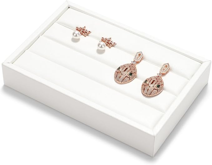 Oirlv 3 Slots PU Leather Small Ring Organizer Earrings Trays Showcase Display - Image 6