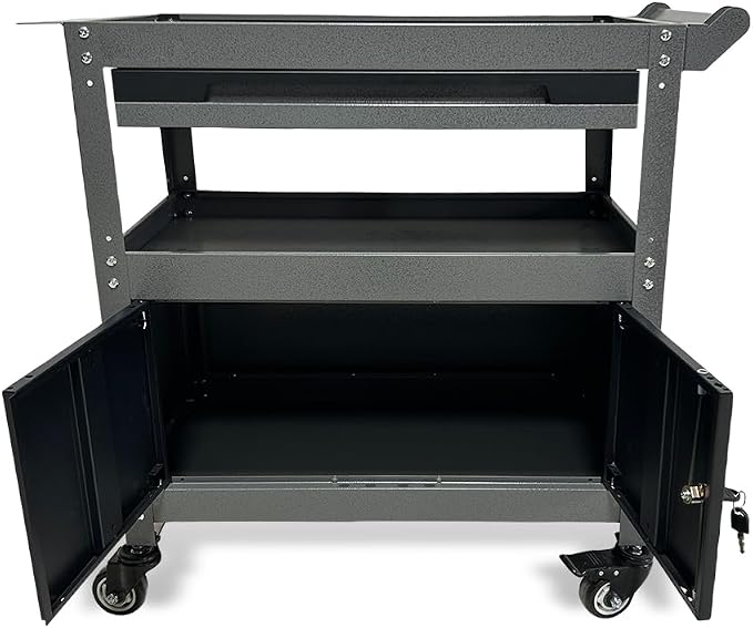 3 Tier Steel Rolling Cart for Tool Organizer, Industrial Grade Utility Service - Image 5