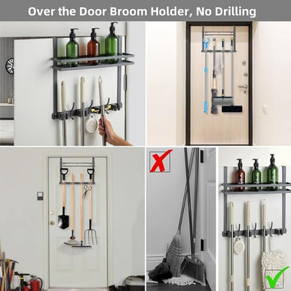 Broom Holder Over The Door Over Door Broom and Mop Rack Over The Door Hooks - Image 6