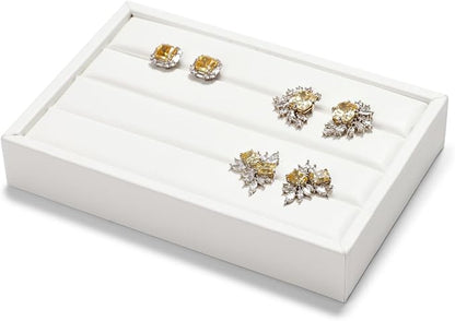 Oirlv 3 Slots PU Leather Small Ring Organizer Earrings Trays Showcase Display - Image 9