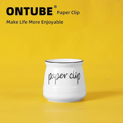 ONTUBE Farmhouse Paper Clip Holders, Ceramic Binder Clip Dispenser Organizer - Image 6