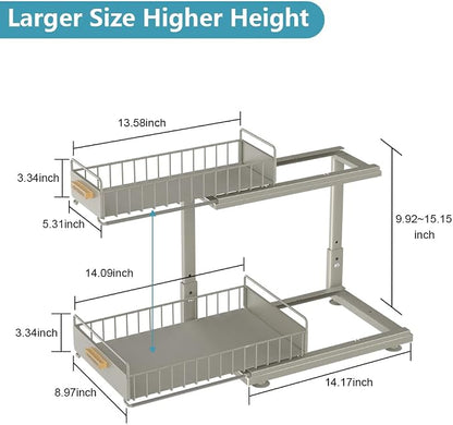 Under Sink Organizer, Pull Out Kitchen Cabinet Organizer 2 Tier Slide Out Under - Image 7