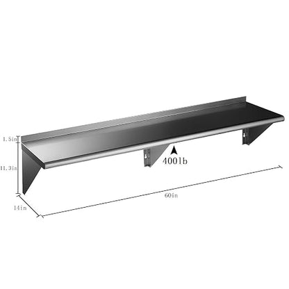 ROCKPOINT Stainless Steel Shelf 14 x 60 Inches 400lb, NSF Metal Commercial - Image 3