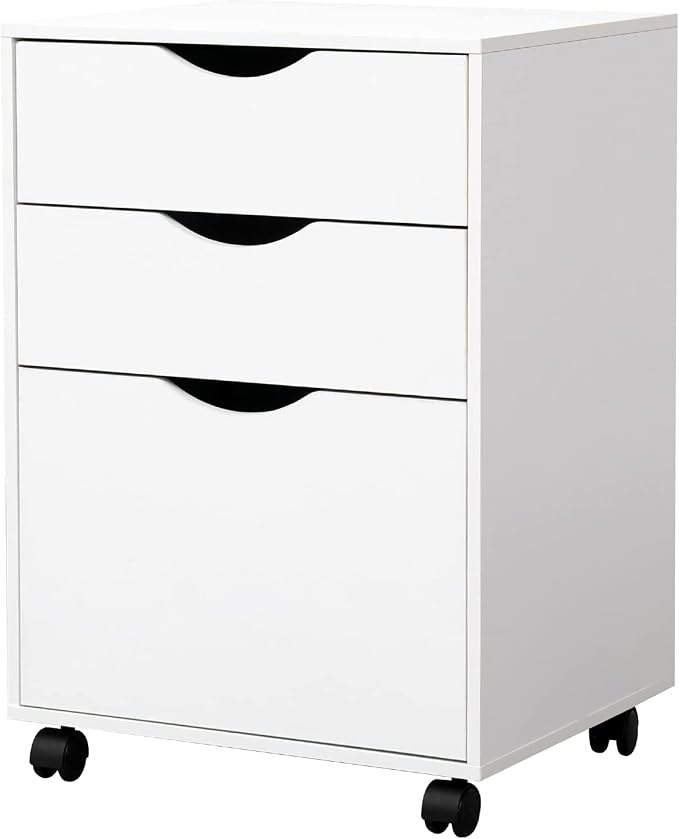 QDSSDECO 3 Drawer Mobile File Cabinet, Rolling Vertical Filing Cabinet fits A4 by QDSSDECO
