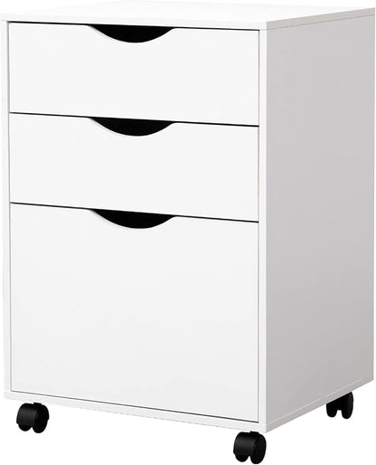 QDSSDECO 3 Drawer Mobile File Cabinet, Rolling Vertical Filing Cabinet fits A4 by QDSSDECO