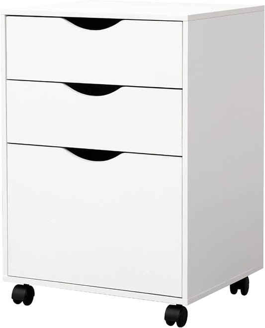 QDSSDECO 3 Drawer Mobile File Cabinet, Rolling Vertical Filing Cabinet fits A4 by QDSSDECO