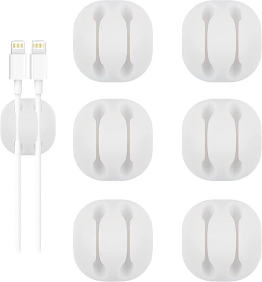 Shintop Cable Clips, 6 Pack White Double Cord Holder Adhesive Cord Management by Shintop