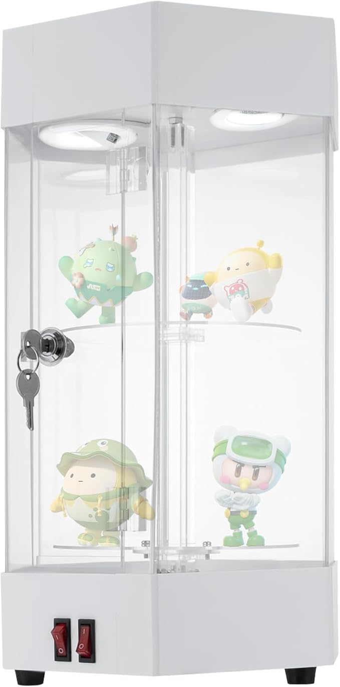 LED Electric Rotating Acrylic Display Case, Jewelry Display Case, Free Standing by Unknown