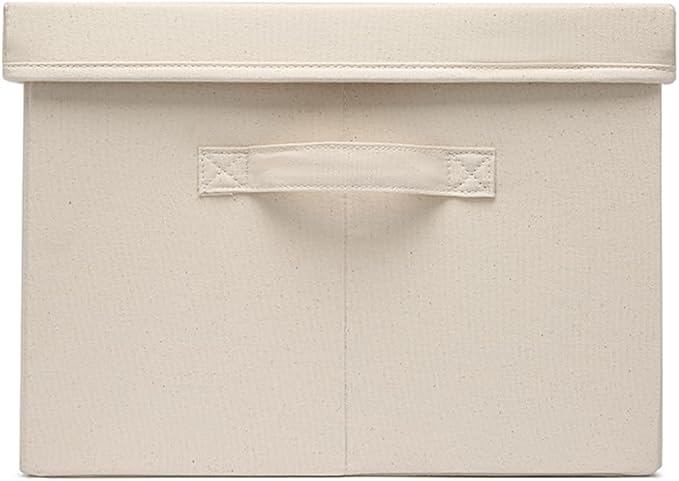 Foldable Storage Bins with Lids Cotton Canvas Rectangular Storage Box Ideal - Image 8