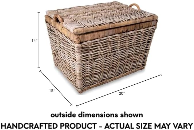 The Basket Lady Lift-Off Lid Wicker Storage Basket, 20 in L x 15 in W x 14 in H - Image 6
