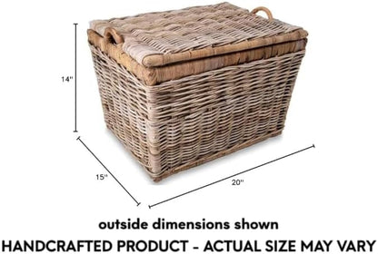 The Basket Lady Lift-Off Lid Wicker Storage Basket, 20 in L x 15 in W x 14 in H - Image 6