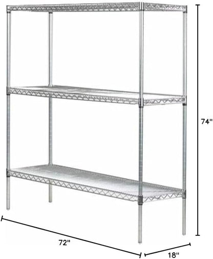Omega 18" Deep x 72" Wide x 74" High 3 Tier Gray Starter Shelving Unit - Image 3