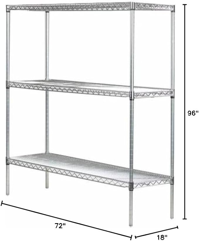 Omega 18" Deep x 72" Wide x 96" High 3 Tier Chrome Starter Shelving Unit - Image 2