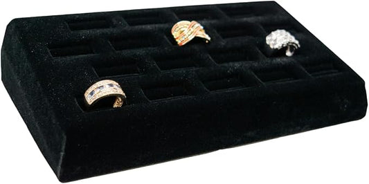 Novel Box 18-Slot Black Velvet Rings/Earrings/Cufflinks Holder Tray by NovelBoxCompanyLtd