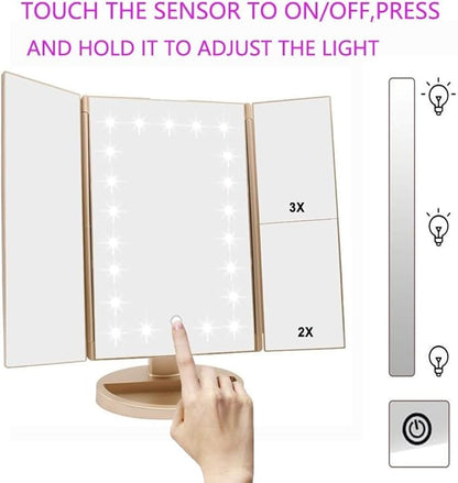 Tri-fold Lighted Vanity Makeup Mirror - Image 5