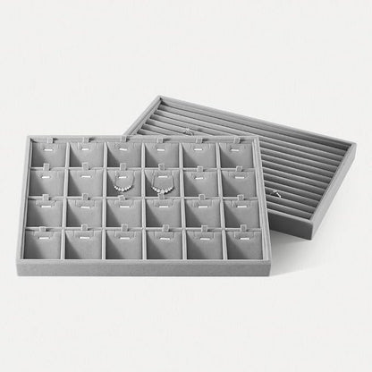 Velvet Ring Display Tray, Stackable Muilt Slot Rings Ear Stud Storage Tray - Image 9