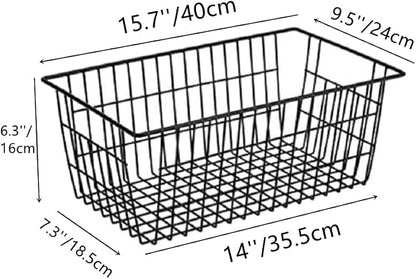 Slideep Farmhouse Metal Wire Basket, Fridge Freezer Storage Organizer Bins - Image 2