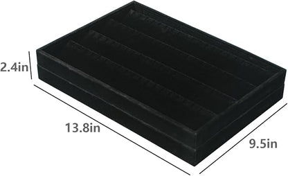 Coward 2PC Black Velvet Stackable Earring Tray Drawer Jewelry Holder Organizer - Image 5