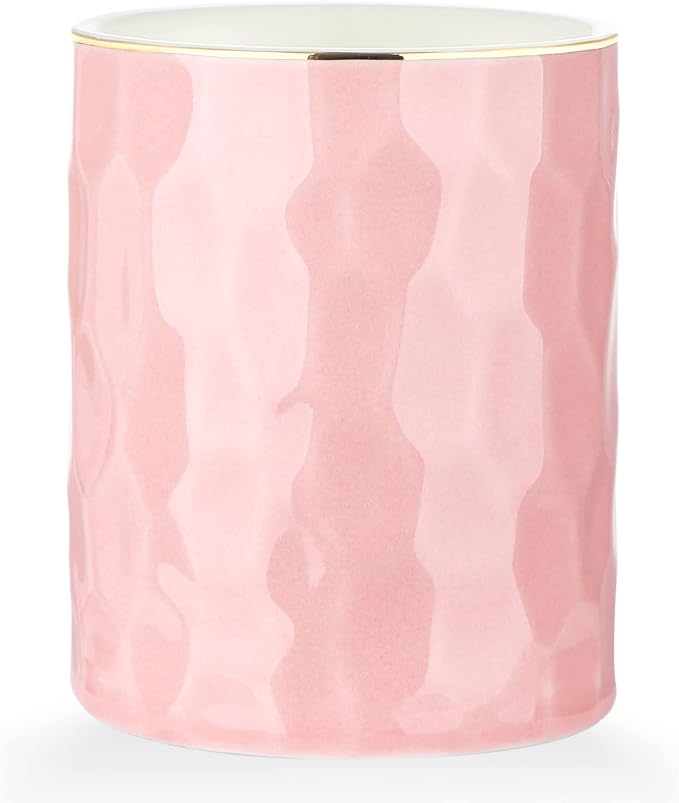 WHJY Ceramic Pink Pencil Cup, Makeup brushes Holder, Modern Geometry Design Pen by WHJY