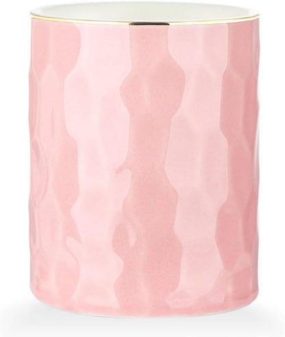 WHJY Ceramic Pink Pencil Cup, Makeup brushes Holder, Modern Geometry Design Pen by WHJY