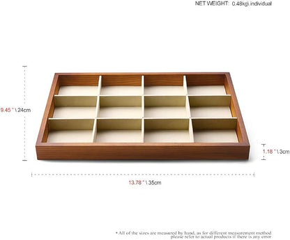 Oirlv 12 Grids Wood Jewelry Organizer Tray Stackable Jewelry Drawer Tray - Image 5