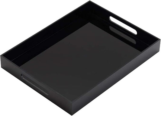 Glossy Black Sturdy Acrylic Serving Tray by KEVLANG