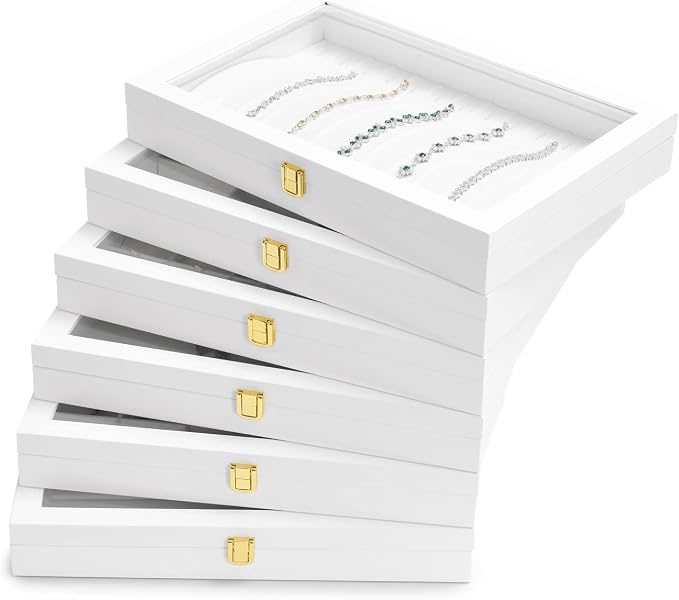 Oirlv Premium Blue Leather 24 Grid Jewelry Tray - Image 9