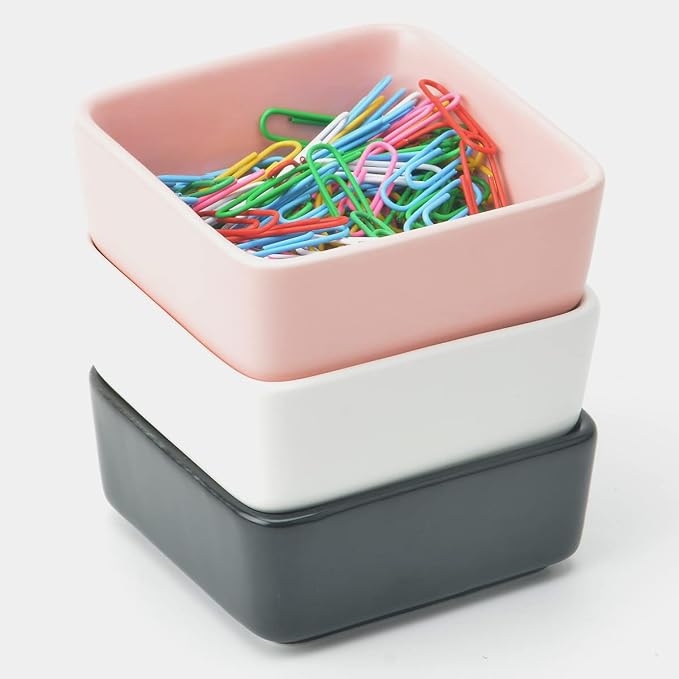 2 PCS Ceramic Paper Clip Organizer, Square Dispenser - Image 7