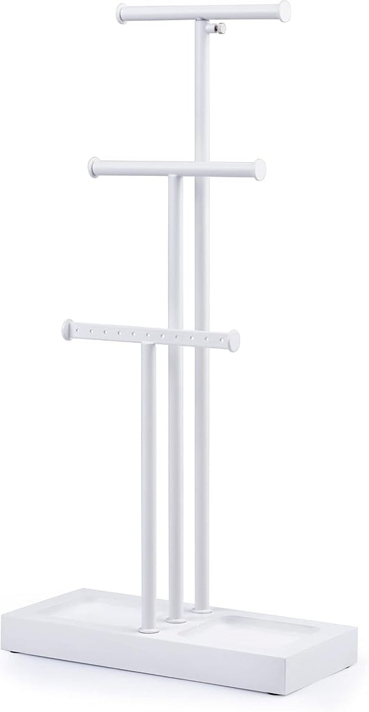 Love-KANKEI Jewelry Tree Stand White Metal and Wood Base Large Storage Jewelry by Love-KANKEI