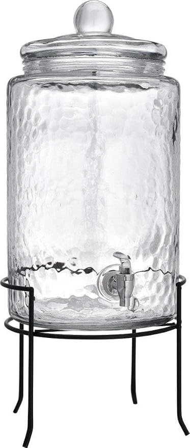 HC Classic Hammered Glass Ice Cold Beverage Drink Dispenser - Image 5