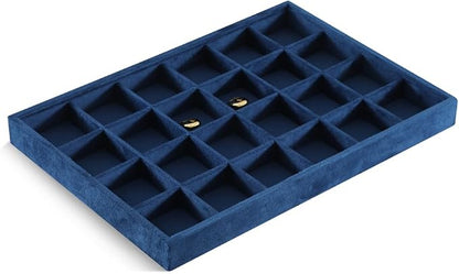 Velvet Stackable Jewelry Display Tray, 24 Grid Earring Ring Storage Tray - Image 4