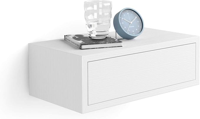 Mobili Fiver, Riccardo Floating nightstand, Ashwood White, Made in Italy by MobiliFiver