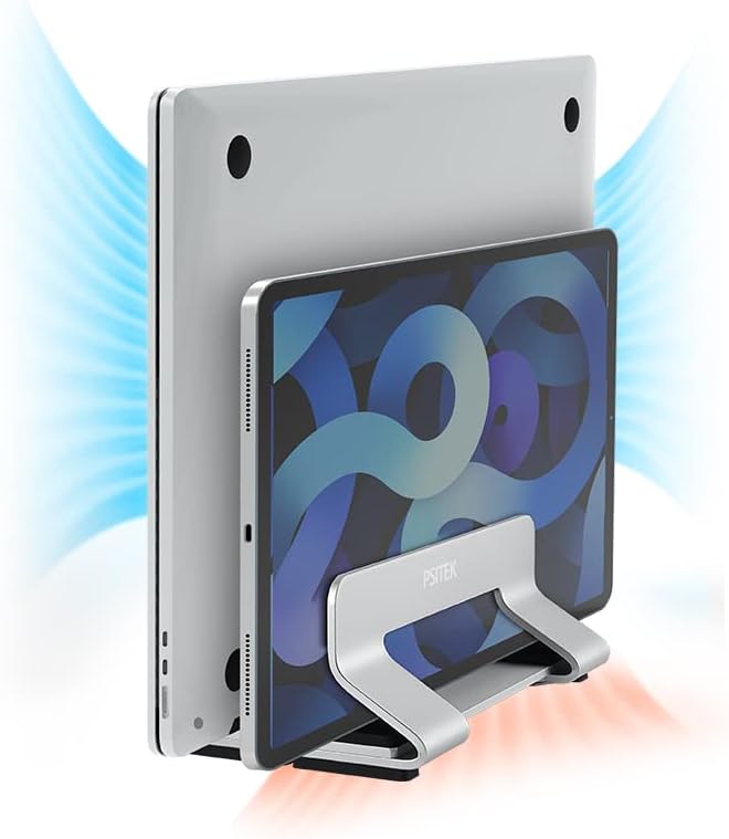 Aluminum Dual Vertical Laptop Stand Dock Holder, Supports 2 Devices, Adjustable - Image 5