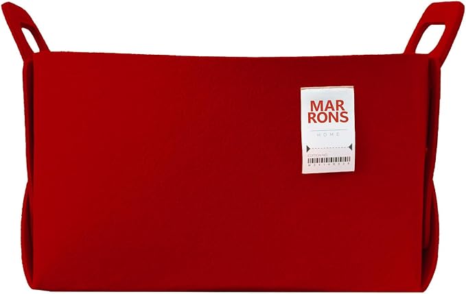 Collapsible Felt RED Storage Bin Large 14.6"x9.4"x9.4" – Foldable Basket by MARRONS