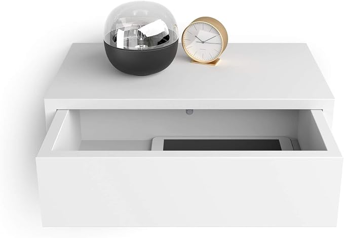Mobili Fiver, Riccardo Floating nightstand, Ashwood White, Made in Italy - Image 5