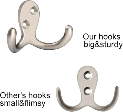 IBosins 16 Pack Heavy Duty Double Prong Coat Hooks Wall Mounted - Image 3