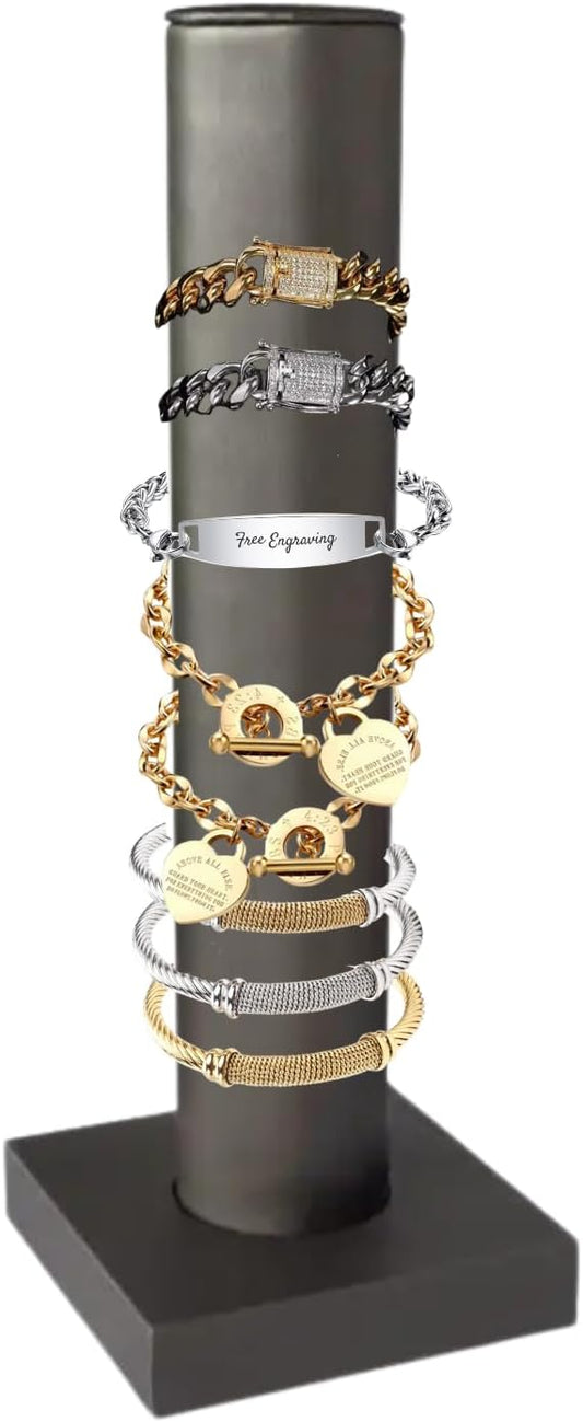 Novel Box Silver Leatherette Vertical Bracelet/Bangle Display Tower by NovelBoxCompanyLtd