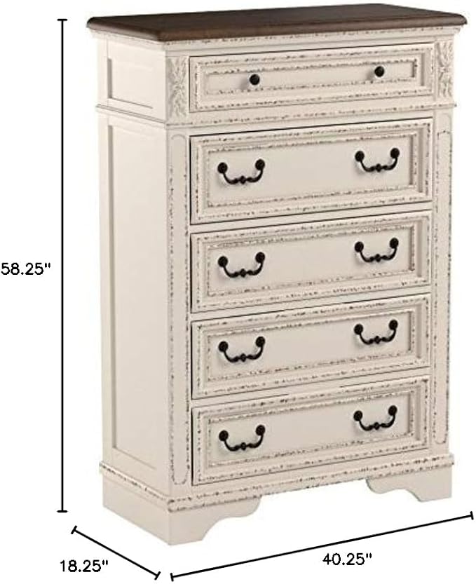 Signature Design by Ashley Realyn French Country 5 Drawer Chest, Tipover - Image 11