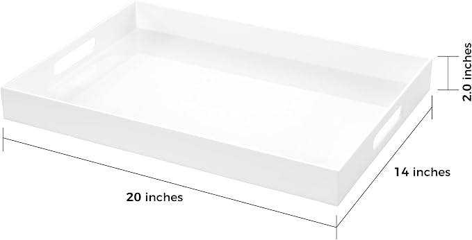 White Rectangular 14x20 Inches Acrylic Ottoman Tray Decorative Serving Tray - Image 2
