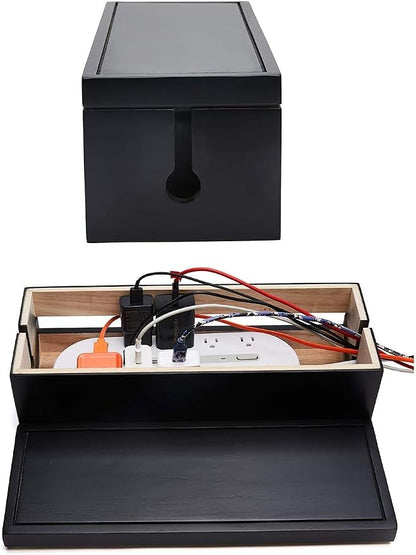Changsuo Cable Management Box Wooden Cord Organizer Box - Image 5