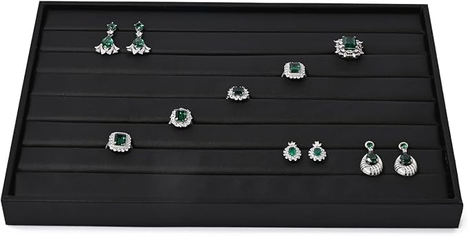 Ring Display Tray Black Jewelry Organizer Tray PU Leather Ring Earrings Display by Woodten