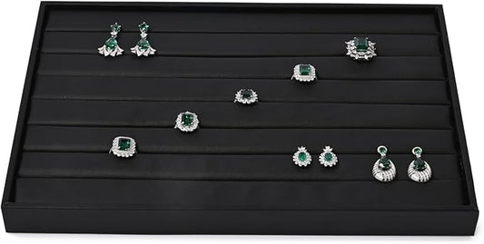 Ring Display Tray Black Jewelry Organizer Tray PU Leather Ring Earrings Display by Woodten