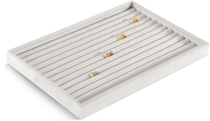 Velvet Ring Display Tray, Stackable Muilt Slot Rings Ear Stud Storage Tray - Image 4