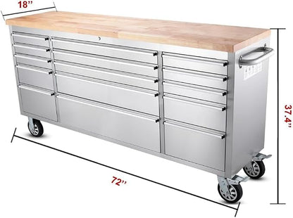 72" Stainless Steel Rolling Tool Chest - Image 2