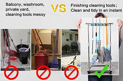 movable mop broom holder put wet mops floor standing cleaning tool rack - Image 5