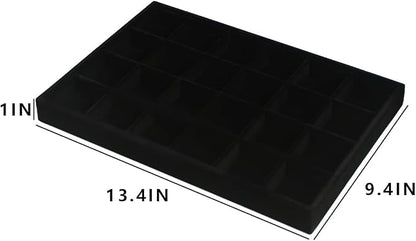 Coward 2PC Black Velvet Stackable 24 Gird Jewelry Organizer Tray Necklace - Image 5