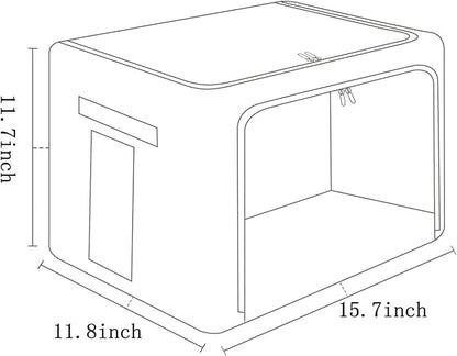 FHSQX 2 Pack Clear Window Storage Bins Stackable Linen Fabric Storage - Image 3